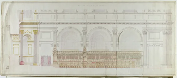 Erhebung des Chors in der St. Pauls Kathedrale, wie von C.R. Cockerell 1848 umgestaltet (Bleistift & Aquarell auf Papier)